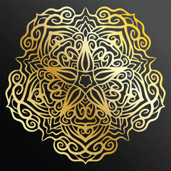 Luxury ornamental mandala design background in gold color. Decorative ornament in ethnic oriental style. Oriental pattern, vintage decorative elements. Weave design elements. Yoga logos vector.