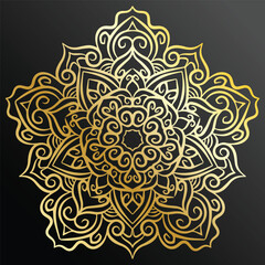 Luxury ornamental mandala design background in gold color. Decorative ornament in ethnic oriental style. Oriental pattern, vintage decorative elements. Weave design elements. Yoga logos vector.