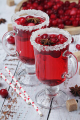 Two glasses with cranberry drink