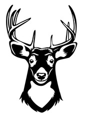 Deer head vector black white line art