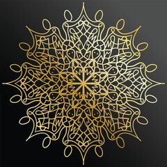 Luxury ornamental mandala design background in gold color. Decorative ornament in ethnic oriental style. Oriental pattern, vintage decorative elements. Weave design elements. Yoga logos vector.