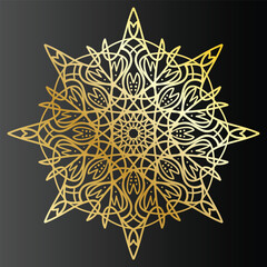 Luxury ornamental mandala design background in gold color. Decorative ornament in ethnic oriental style. Oriental pattern, vintage decorative elements. Weave design elements. Yoga logos vector.