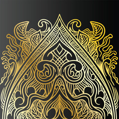 Luxury ornamental mandala design background in gold color. Decorative ornament in ethnic oriental style. Oriental pattern, vintage decorative elements. Weave design elements. Yoga logos vector.