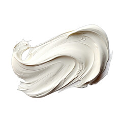 Brush Stroke of Creamy White Gouache on Transparent or White Background, PNG