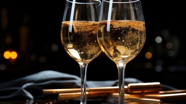 Champagne Sparkling Wine Two Valentines Day, Background Image, Valentine Background Images, Hd
