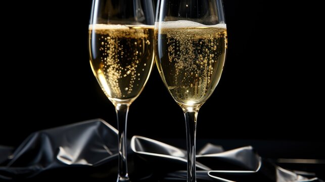 Champagne Sparkling Wine Two Valentines Day, Background Image, Valentine Background Images, Hd