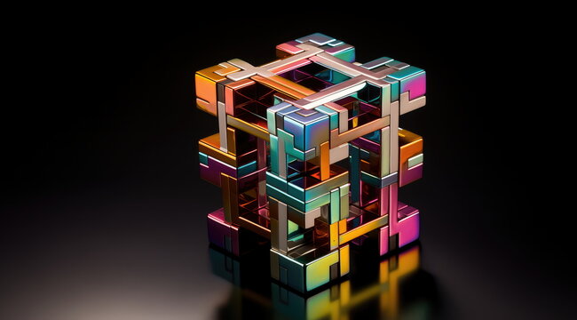 Interlocking colors of productivity and ideas. when shiny ideas fall in place. 