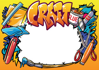 Graffiti illustration with street graffiti letters, tags, words, street art, style, spray paint, emoji, fresh and colorful