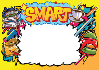 Graffiti illustration with street graffiti letters, tags, words, street art, style, spray paint, emoji, fresh and colorful