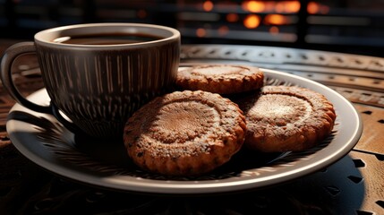 Cup Tea Delicious Cookies Postcard Love, Background Image, Valentine Background Images, Hd