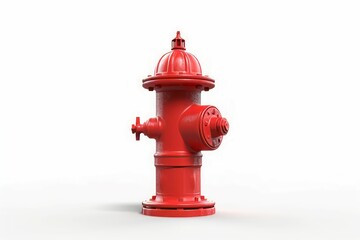 Red fire hydrant on white background. Protection street peel rescue metal. Generate Ai
