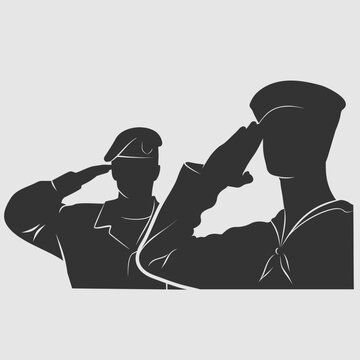 recommend clip art: US Navy sailor and Soldier saluting silhouette. Vector illustration