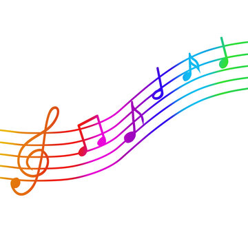 Colorful music notes on isolated background