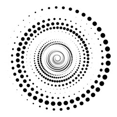 Abstract Dotted Vortex spiral logo. Spinning Circle shape. Vector illustration