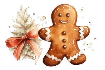Obraz na płótnie Canvas Watercolor clipart a Gingerbread Cookie