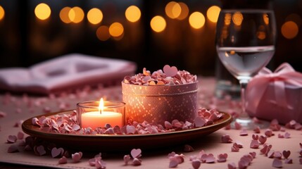 Obraz na płótnie Canvas Festive Table Setting Valentines Day Celebration , Background Image, Valentine Background Images, Hd