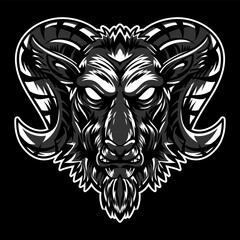 Aggressive wild demon beast head with graffiti illustration. Can be used for t-shirt print, mug print, pillows, fashion and print design. t-shirt design