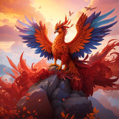 phoenix bird on a mountain