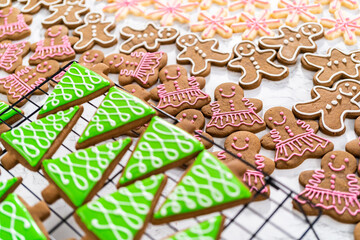 Christmas gingerbread cookies with royal icing