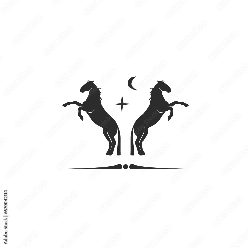 Wall mural hand drawn vector abstract horse logo silhouette illustration. horse logo silhouette. horse black em