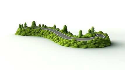 3D illustration of a green road section, AI generative