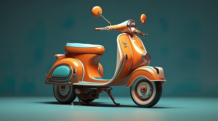 3D illustration of a vintage scooter, AI generative