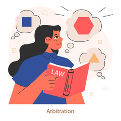 Business deal or agreement arbitration. Signing a contract or successful negotiation. Business partners interests and obligations. Paper terms and conditions. Flat vector illustration
