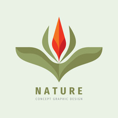 Nature green leaves concept business logo design. Ecology environmental sign. Health care icon. Sprout harvest symbol. Corporate identity. Vector illustration.  - 670044305