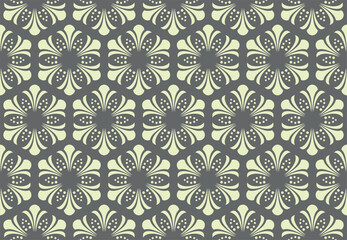 Fototapeta premium Flower geometric pattern. Seamless vector background. Gray and beige ornament