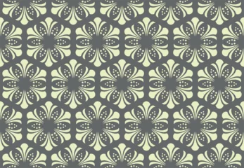 Zelfklevend Fotobehang Flower geometric pattern. Seamless vector background. Gray and beige ornament © ELENA