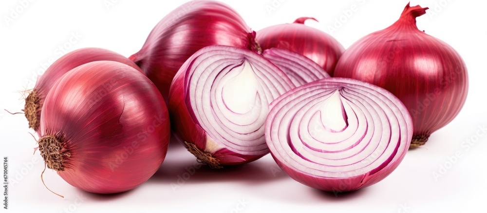 Sticker Isolated white background with red onion slice