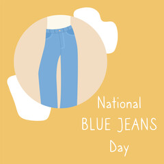 National Blue Jeans Day. Woman high waisted regular cut jeans Denim day.