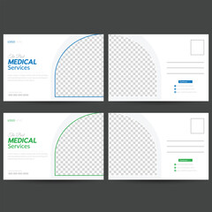 Medical & Health post card design, vector template layout, Business banner design and corporate flyer design