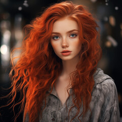 Fototapeta premium portrait of a woman red hair beautiful eyes bright colour