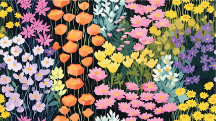 pattern with colorful flowers,  seamless pattern, seamless floral pattern, seamless pattern flowers, flower pattern - obrazy, fototapety, plakaty