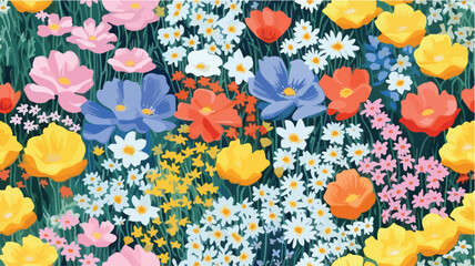 Fototapeta na wymiar pattern with colorful flowers, seamless pattern, seamless floral pattern, seamless pattern flowers, flower pattern
