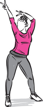 hip hop happy dancer pretty woman active lifestyle vector illustration