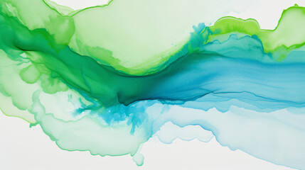 Fototapeta na wymiar blue and green paint on white paper