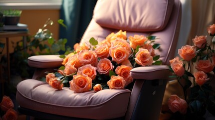 Interior Beautiful Living Room Armchair Roses, Background Image, Valentine Background Images, Hd
