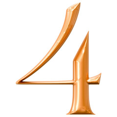 3D 4 Number Gold Rendering