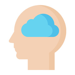 Cloud Brain Flat Icon
