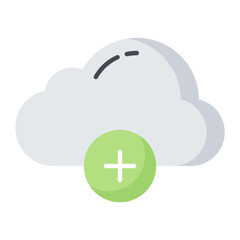 Obraz premium Cloud Add Flat Icon