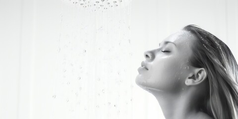 Fresh shower on sensitive soft skin concept on white background Generative AI