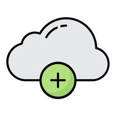Obraz premium Cloud Add Line Color Icon