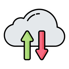 Cloud Data Line Color Icon