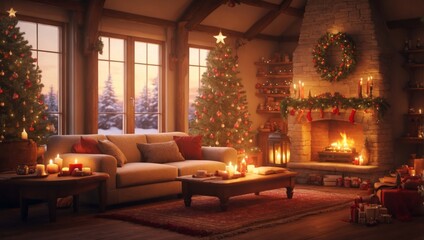 Fototapeta na wymiar A cozy and warm Christmas home 16
