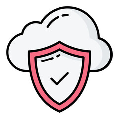Cloud Security Line Color Icon