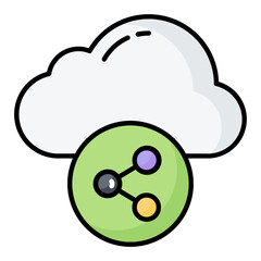 Cloud Share Line Color Icon