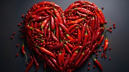 Red Chili Peppers Heart Shape Valentines, Background Image, Valentine Background Images, Hd