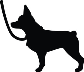Simple and cute silhouette of Doberman Pinscher with a leash on in side view
